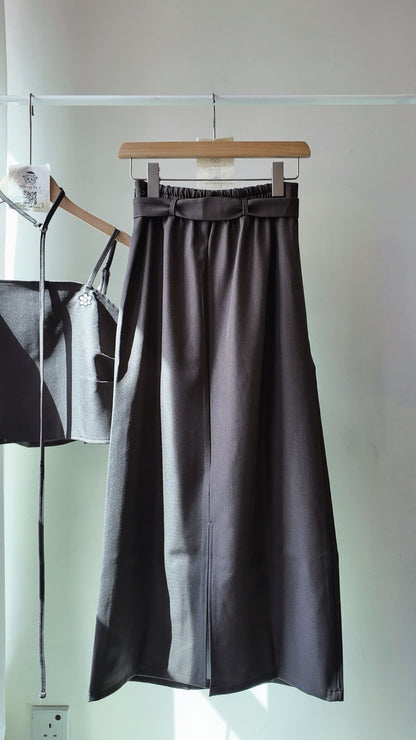 附綁帶真兩件長裙套裝