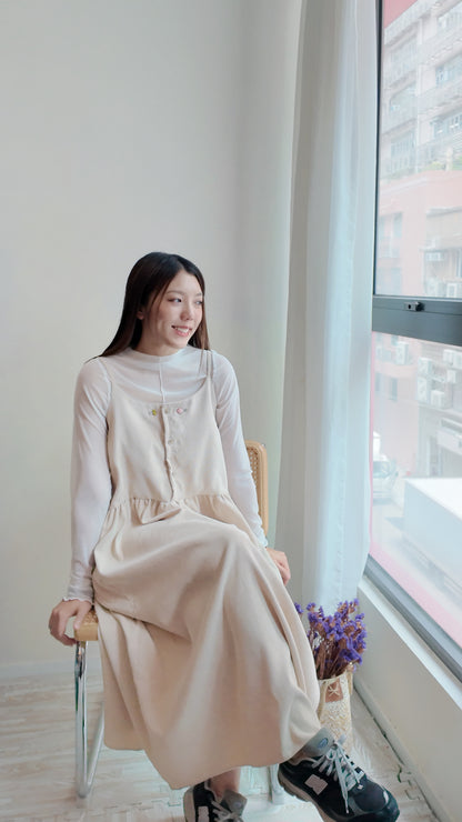 寬鬆細肩大口袋連身裙
