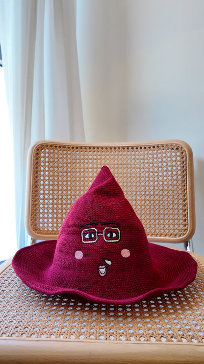 刺繡針織尖尖漁夫帽｜自家刺繡圖案