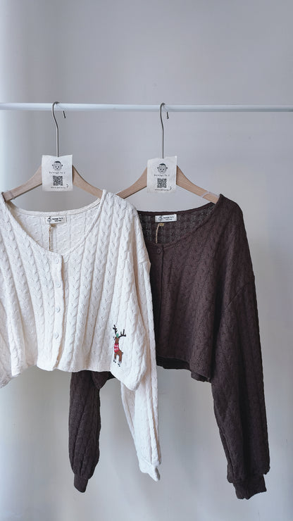 短版麻花針織上衣/外套