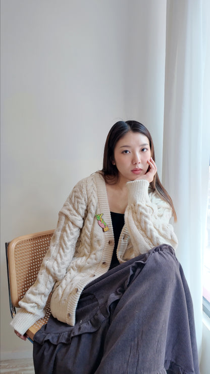 粗針麻花長版外套