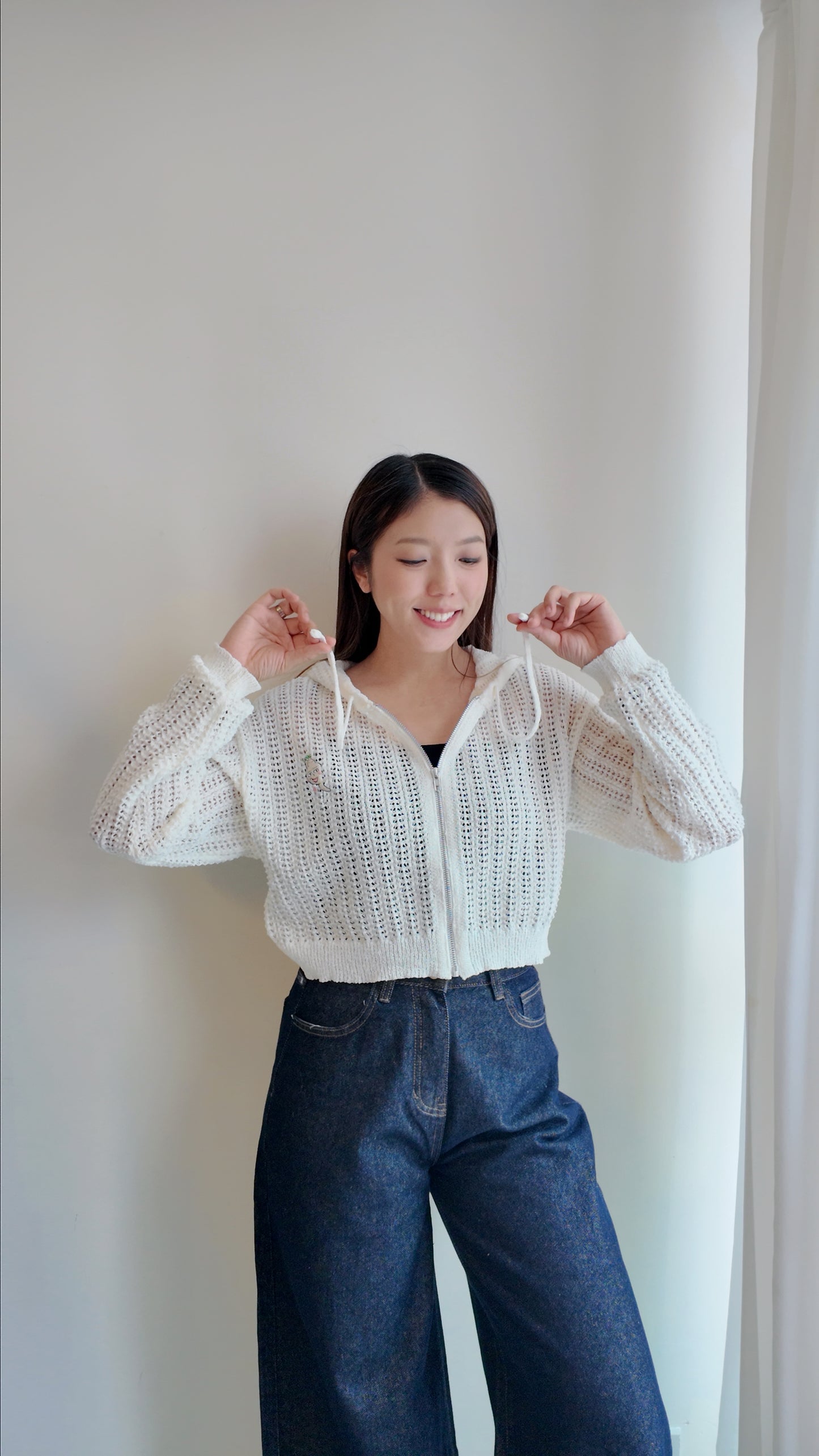 粗針織洞洞連帽外套