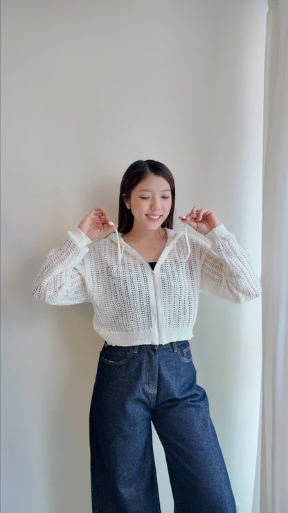 粗針織洞洞連帽外套