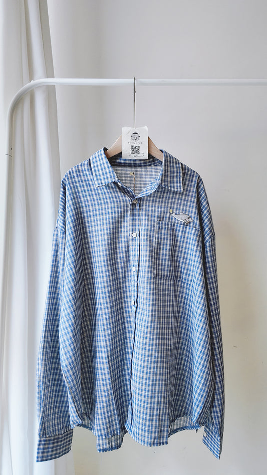 藍格紋棉麻襯衫