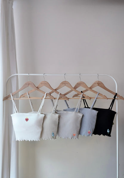 可調節直紋下擺捲邊背心（有胸墊)