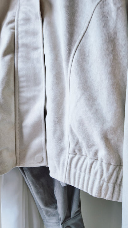 下擺鬆緊兩側車線麂皮外套