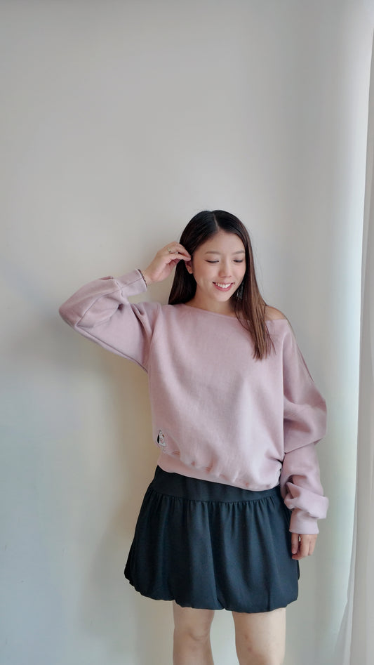 一字領寬鬆長袖衛衣