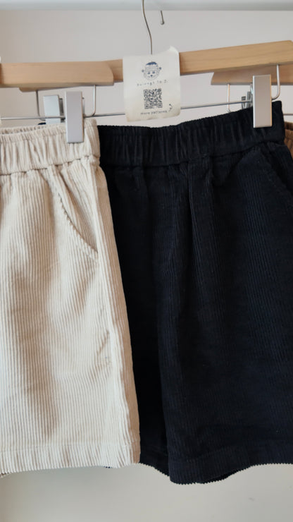 燈芯絨橡筋高腰短褲