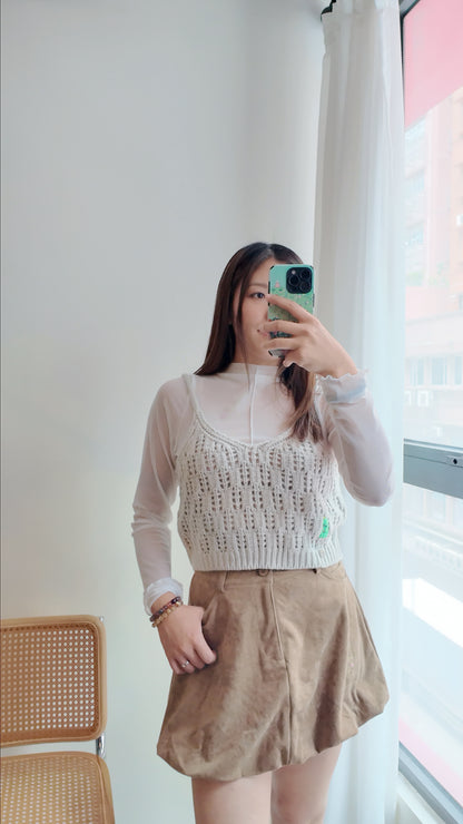 麂皮柔膚氣球短裙