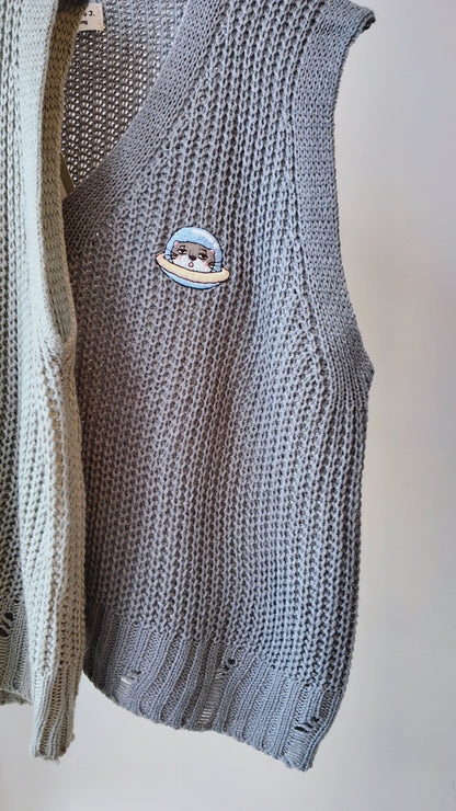 粗針織破洞V領背心