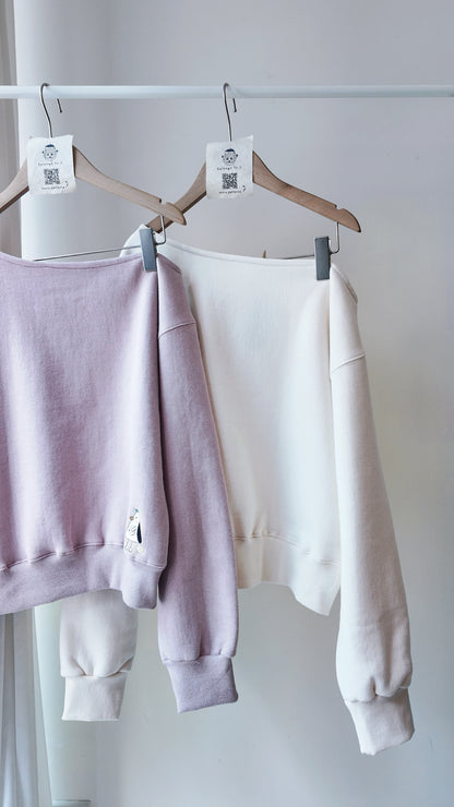 一字領寬鬆長袖衛衣