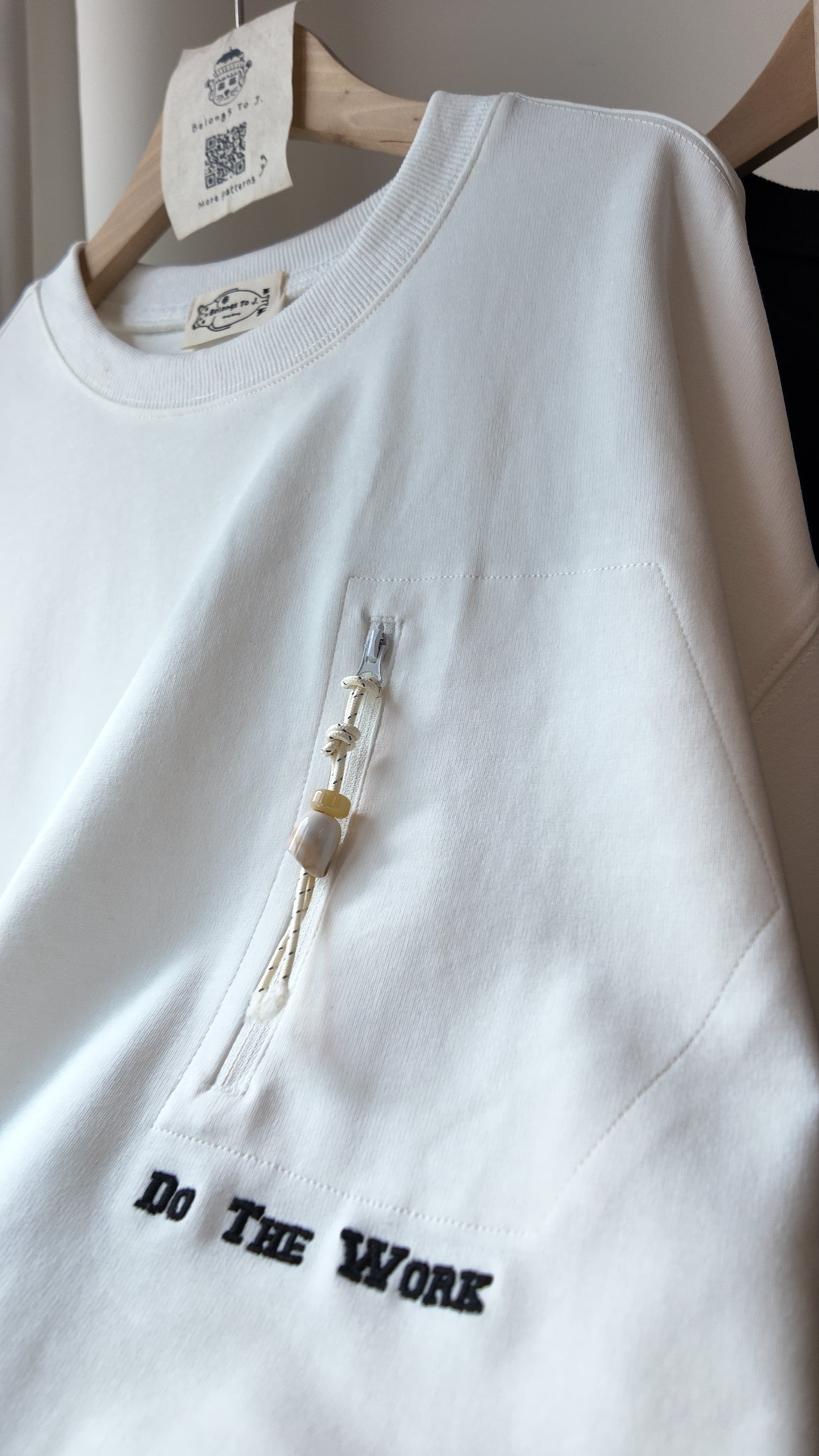 自家製-中性拉鍊口袋落肩Oversized T-shirt