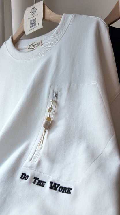 自家製-中性拉鍊口袋落肩Oversized T-shirt