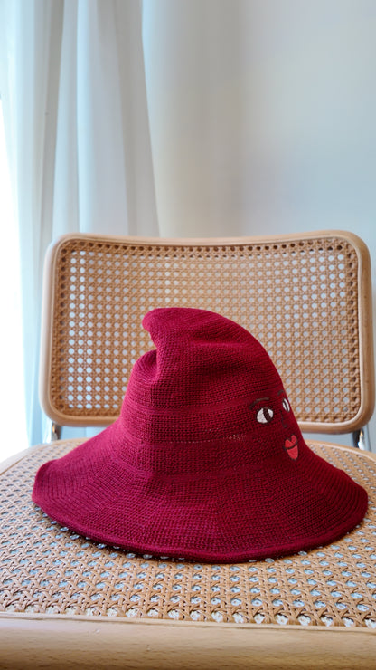 刺繡針織尖尖漁夫帽｜自家刺繡圖案