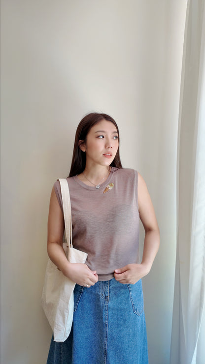 寬肩圓領針織背心