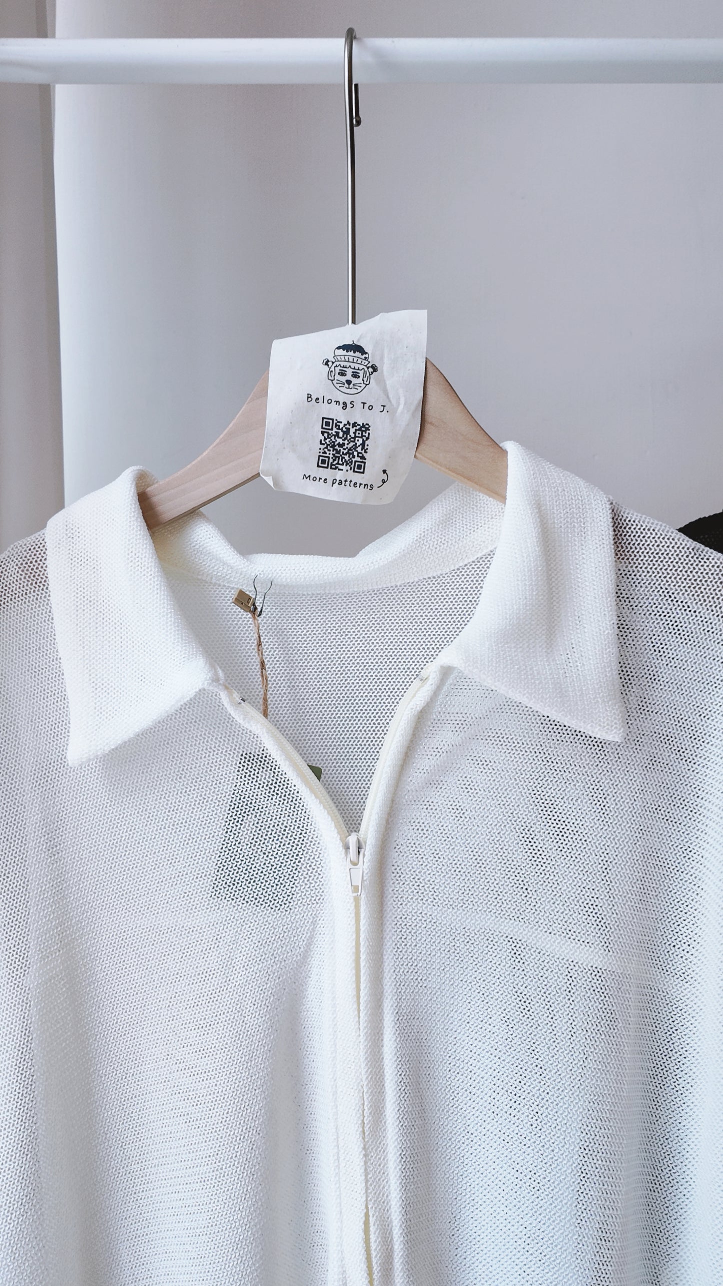 雙拉鏈翻領微透膚外套