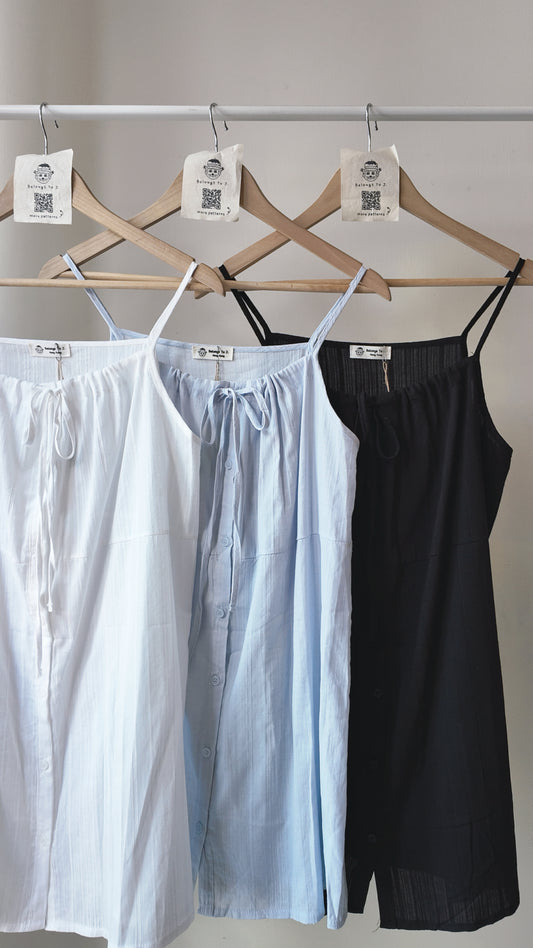 前抽繩綁帶吊帶連身裙