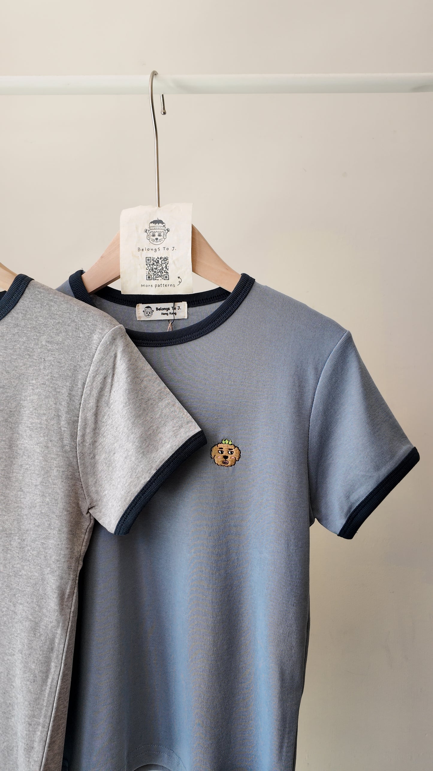 拼色包邊短袖上衣