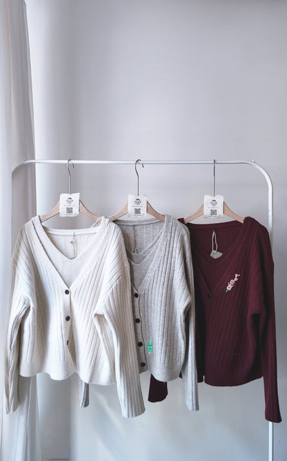 真兩件針織背心外套套裝