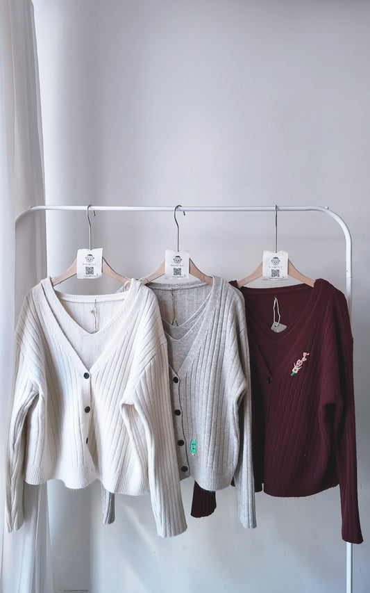 真兩件針織背心外套套裝