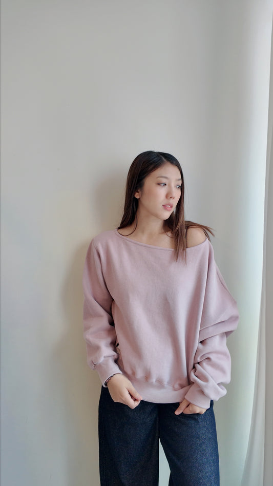 一字領寬鬆長袖衛衣