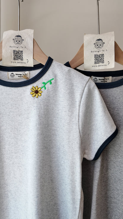 拼色包邊短袖上衣