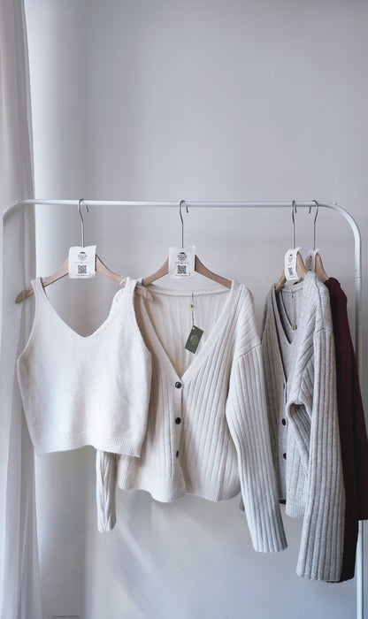 真兩件針織背心外套套裝