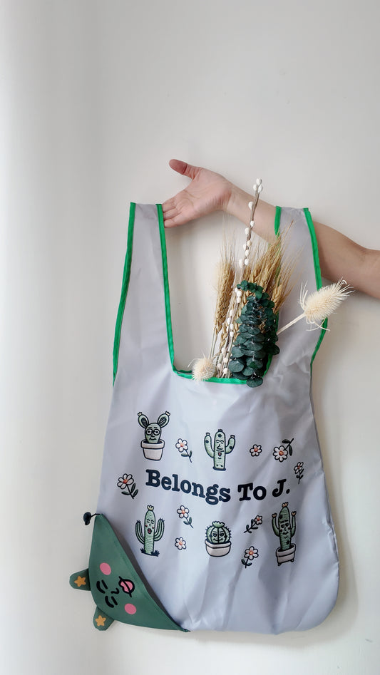 仿刺繡仙人掌小怪獸印花環保袋