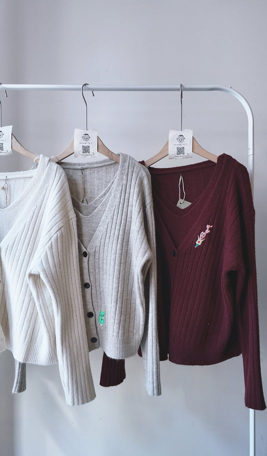 真兩件針織背心外套套裝