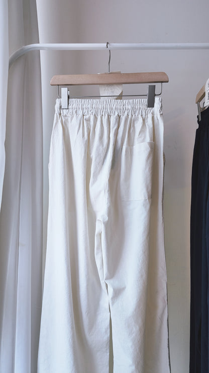 全棉橡筋腰打摺高腰闊褲