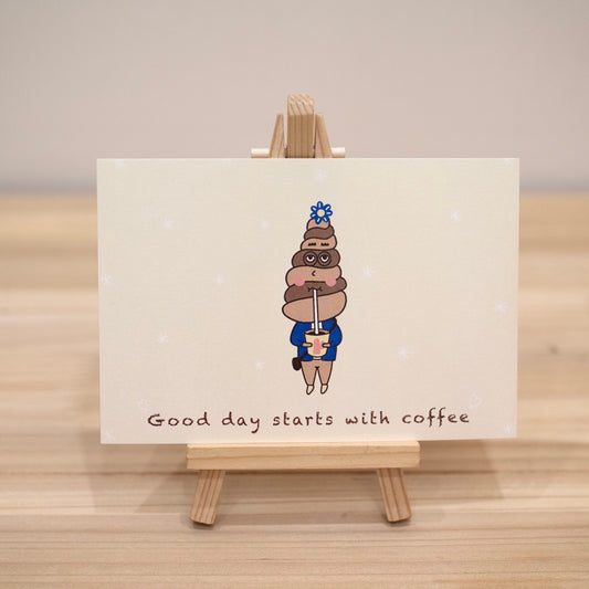 上班中飲咖啡的貝殼包 Post Card 明信片